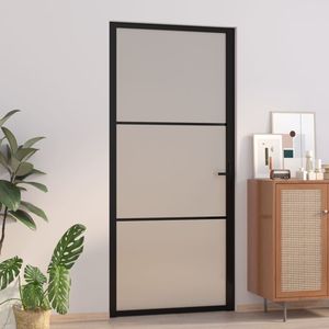 Vetro nero opaco e lastra di alluminio porta 36.6 \ "x79.3 \" - Product Image 1