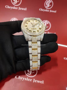 Luxe Alibaba 2024 Meilleure vente Haute VVS Glacé Moissanite Montres Haut de gamme Cadran Fabricant Grossiste Exportateur Bon Prix Inde - Product Image 3