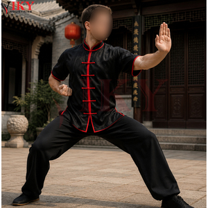 Fournisseur de services OEM/ODM – Ensemble d'entraînement en satin noir avec passepoil rouge, veste et pantalon pour l'entraînement des ailes - Product Image 5