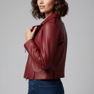 Veste en cuir pour femme, style moto, chaude, douce et confortable, idéale pour les saisons froides et le style de vie. - Product Image 6