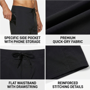 Custom Private Label Men's Beach Board Shorts Plain Black Swim Trunks with Drawstring Premium Wholesale Summer Wears - Product Image 4