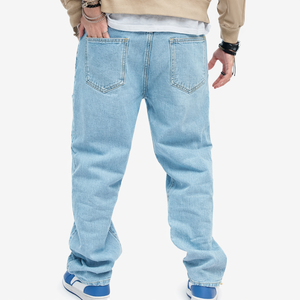 Jeans de mezclilla para hombre, estilo Y2K, de cintura alta, rectos, transpirables, desgastados, a la moda, para streetwear. - Product Image 6