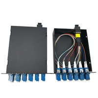 Damu 1m LCP PLC MPO Splitter Cassette Box OM2 OM3 1x2 12/24-Core Distribution de Fibre Optique pour Centre de Données Réseaux 4G 3G