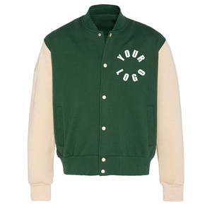 <b>Men's</b> Green Varsity <b>Jacket</b> for Sleeves Turn-down Collar Button Closure Casual Winter Wear Eco-Friendly Breathable OEM Service - Product Image 3