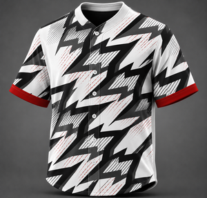 Camiseta de Béisbol Unisex para Adultos, Blanca, Negra y Rosa, con Estampado Geométrico, Logotipo Personalizado, Nombre del Equipo Personalizable, Manga Corta, 100% - Product Image 3