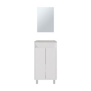 Mobile da Bagno Brady con Specchio a Una Porta e Due Ripiani, Bianco - Product Image 5