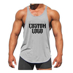 Débardeurs pour hommes avec logo personnalisé, en coton, pour la gym, la musculation, respirants, séchage rapide, fitness, course à pied, décontractés, côtelés, tricotés unis - Product Image 1