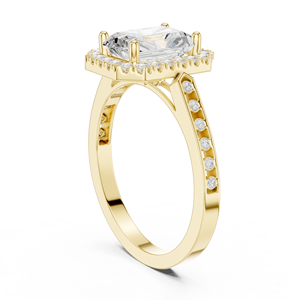 Anillo de Compromiso con Diamante Cultivado en Laboratorio, Corte Radiante con Halo, Oro de 14K, Certificado IGI, Diamante VS1 E, para Aniversario o Boda - Product Image 4