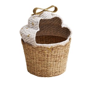 Aesthetic Cupcake Water Hyacinth <b>Basket</b> Cute Dessert Shaped Clothes Laundry <b>Hamper</b> Decorative Storage Bin <b>for</b> Girls Room - Product Image 2