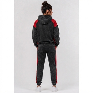 Ensemble de survêtement décontracté pour femme, effet délavé, avec sweat à capuche et pantalon assortis, conçu pour le confort et la flexibilité, OEM - Product Image 3