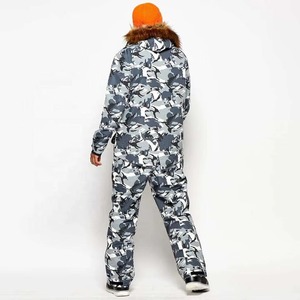 Combinaison de ski imperméable pour homme, camouflage, deux pièces, veste et pantalon thermiques d'hiver, capuche en fourrure, coupe-vent, combinaison de snowboard, vêtements de sport - Product Image 2