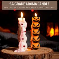 Lilin Pilar Beraroma Halloween yang Menyeramkan, Lilin Dekoratif Buatan Tangan dari Campuran Lilin Kedelai & Parafin untuk Pesta Liburan & Dekorasi Rumah.