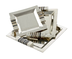 Bandeja de corte de acero inoxidable hecha a mano moderna Bandejas de plata Superficie martillada Artesanía Rectángulo y bandejas cuadradas Martillo - Product Image 1