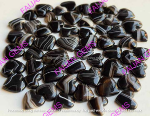 Agate Sulemani noire rayée naturelle, cabochon poli, écologique, porte-bonheur, pierre précieuse en vrac pour la fabrication de bagues, pendentifs et bijoux - Product Image 2