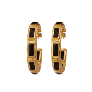 Pendientes de Aro de Latón con Piedra de Ónix Negro, Chapados en Oro, Joyería Bohemia, Regalo para Ella, Aniversario - Product Image 6