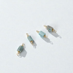 Connecteur en tube de pierre précieuse Amazonite naturelle - Breloques à double attache en argent sterling 925 de 6x12mm - Product Image 1