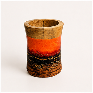 Jarrón de Flores de Madera Hecho a Mano con Esmalte Degradado, Jarrón Decorativo Moderno de Madera de Mango para la Sala de Estar, Decoración del Hogar - Product Image 1