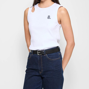 Camiseta sin mangas para mujer, de algodón y spandex, de secado rápido, transpirable, ecológica, informal, de tela jersey. - Product Image 4