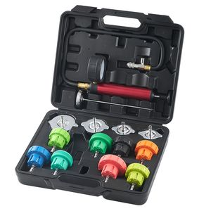 Kit Tester Pressione Radiatore Universale 14 Pezzi per Auto, Tappi di Prova in Acciaio Codificati a Colori, Pompa Manuale - Product Image 2