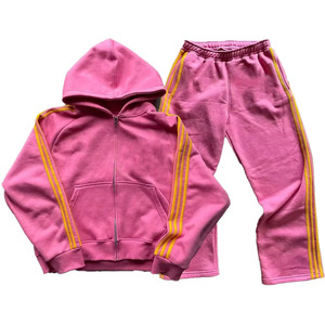 Sudadera con Capucha Rosa para Hombre con Logotipo de Águila y Rayas Amarillas, Ropa Casual de Otoño, Tela French Terry - Product Image 6