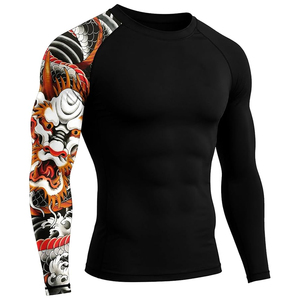 Rashguard à manches longues pour homme, imprimé dragon noir, design par transfert thermique direct, respirant, séchage rapide, Spandex/Polyester - Product Image 2