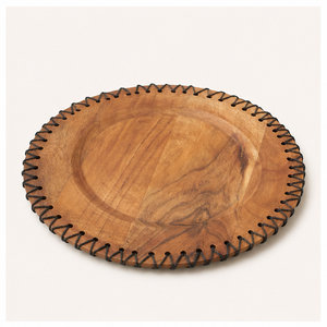 Handcrafted <b>Rustic</b> Stitched Edge Wooden Charger Plates Eco-Friendly Mango <b>Wood</b> Sousplat for Wedding Events & Hotel Table Decor - Product Image 3