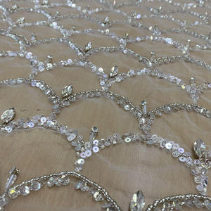 ผ้าลูกไม้ประดับลูกปัดลูกปัดผ้าตาข่ายปักด้วยมือหนาสำหรับชุดแต่งงานสุดหรูและชุดราตรี - Product Image 1