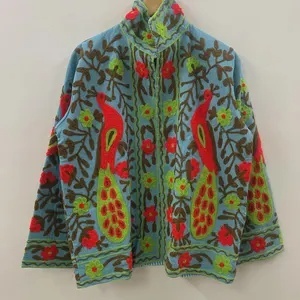 Latest Design Handmade Suzani Jacket Velvet Embroidery Women Short Boho Gypsy <b>Coat</b> Autumn Outerwear Factory Supply Wholesale - Product Image 4