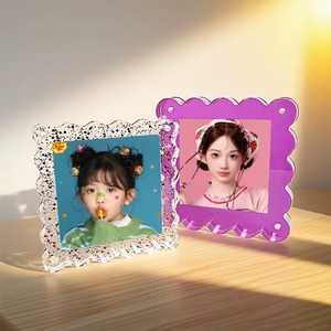 Wholesale Wavy Edge Acrylic Handmade UV Printed <b>Photo</b> <b>Frame</b> <b>Glitter</b> Clear Purple Desktop Horizontal RC-RF-001 Home Decor REHMAN - Product Image 5