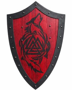 Decoración de Pared Vikinga con Diseño de Lobo, Valknut Nórdico Medieval de Metal, 24 Pulgadas, Hecho a Mano, Accesorio de Cosplay con Grabado - Product Image 3