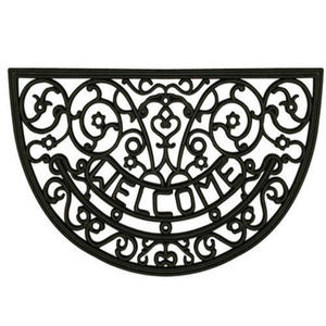 Tapis de bienvenue d'entrée extérieur antidérapant en fer forgé demi-rond avec motif en caoutchouc - Product Image 1