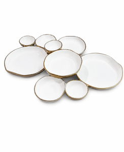 Classic 5 Piece Metal <b>Dishes</b> and Plates <b>Set</b> with Golden Handles and Legs Awesome Unique Look Latest Home Collection - Product Image 6