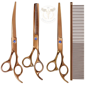 <b>Dog</b> Grooming <b>Scissors</b> Kit Heavy Duty Stainless Steel Professional Right-Handed Comb Straight Curved <b>Scissors</b> Thinning - Product Image 4