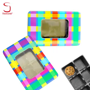 OEM ODM Fabricação Personalizado Tinplate Recipiente De Armazenamento Rectangle Metal Cookie Pode Embalagem Vazio Biscuit Tin Box Para Cookie