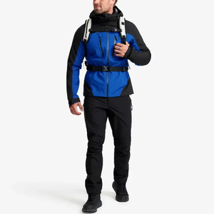 <b>Men's</b> Hooded Color Blocking <b>Windbreaker</b> Jacket Waterproof Zipper Closure Sporty Winter Outdoor Wear Regular Fit Blue <b>Black</b> - Product Image 1