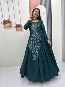 Vestido Anarkali Formal Bordado con Lentejuelas, Manga Larga, para Bodas, Graduaciones, Diwali, Fiestas, Vestido Indio Pakistaní para Mujer - Product Image 2