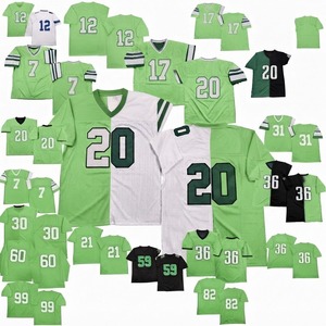 Maillot de football américain personnalisé sublimé vert clair avec nom du joueur, col en V, manches courtes, séchage rapide, respirant, 100 % polyester - Product Image 1
