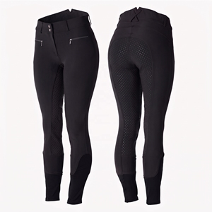 Pantalon d'équitation en tissu respirant avec inserts en microfibre aux genoux, legging d'équitation avec poche en silicone sur le siège - Product Image 1