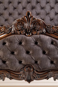 Classic <b>Bed</b> <b>Frame</b> Made of High Quality Mahogany Wood with Dark Brown Color and Beautiful Carvings for Bedroom Use - Product Image 3