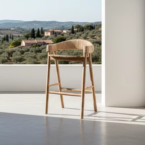 เก้าอี้บาร์ไม้สักแท้เอลโม่ พรีเมียม ทนทาน เป็นมิตรกับสิ่งแวดล้อม ดีไซน์เรียบง่ายทันสมัย สำหรับบาร์เชิงพาณิชย์ - Product Image 1