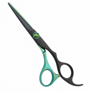 Ciseaux de coiffure professionnels de haute qualité, design ergonomique, lame noire mate avec accents vert irisé, outil de salon de coiffure - Product Image 1
