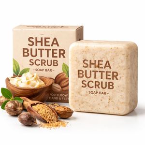 Jabón Exfoliante de Manteca de Karité al por Mayor para Codos, Manos y Pies, Marca Privada, Barra de Baño Exfoliante Corporal de Limpieza Profunda - Product Image 4