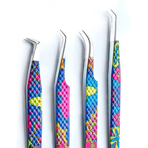 แหนบสแตนเลสลายสีสันสดใส ปลายแหลมสำหรับต่อขนตา - Product Image 4