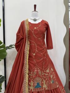 Conjunto de Salwar Kameez Moderno para Mujer, Bordado, Kurta, Top, Dupatta con Encaje a Juego, para Bodas, Organza Tabby de Secado Rápido - Product Image 4