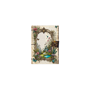 A5 Handmade Paper Journal 100 Pages | Premium Eco Friendly Notebook Enchanted Garden Scene Theme | Hard Cover <b>Diary</b> Sketchbook - Product Image 1