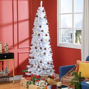 Albero di Natale Bianco a Forma di Matita da 210 cm con Luci Calde e Supporto, 818 Punte, per Decorazioni Interne e Feste - Product Image 2