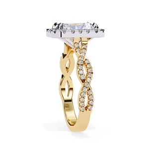 Bague de fiançailles, de mariage ou d'anniversaire en or massif 14 carats avec diamant de laboratoire taille radiant 3 carats, création de luxe - Product Image 4