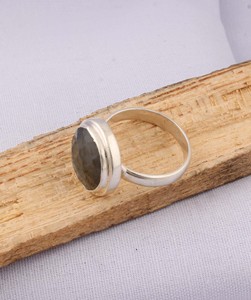 Handmade 925 Sterling <b>Silver</b> Amethyst <b>Solitaire</b> <b>Ring</b> Wholesale Raw Faceted Blue Flash Gemstone Classic Party <b>Ring</b> Supplier - Product Image 5