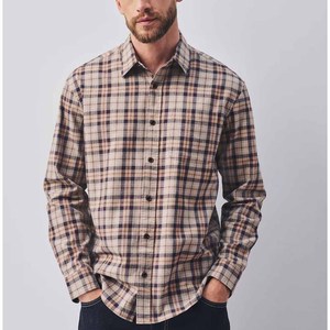 Chemise en flanelle à carreaux à manches longues pour homme, coupe classique, tissée, décontractée, col rabattu, manches longues, boutonnée, 100% coton - Product Image 3