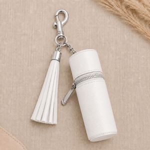 Designer Lipstick Pouch Keychain with Hanging Tassel, Mini Lip Balm Carrier for <b>Handbag</b> Decor - Product Image 4